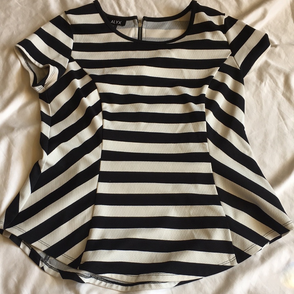 Black and white peplum top